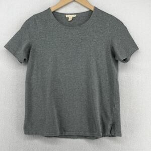 EILEEN FISHER Top 2XS Stretch Organic Cotton Short Sleeve Heather Gray USA